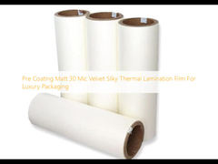 Pre Coating Matt 30 Mic Fluweel Zijdeachtige Thermische Lamineringsfilm Voor Luxe Verpakkingen