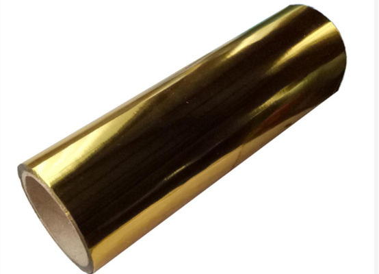 Good price 3000m zelfklevend speciale gouden aluminium gemetalliseerde visuele laminaat filmrol, 3 inch thermische PET gemetalliseerde film online