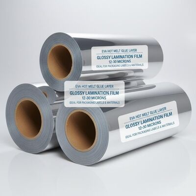 Goede prijs. EVA warm gesmolten lijmlaag Glanse lamineerfilm rollen Dikte 12 tot 30 micron Ideaal voor in verpakkingsetiketten en materialen online